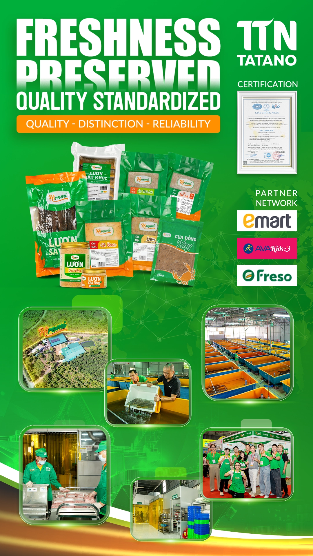 Banner dọc Tatano quy trình sản xuất và xuất khẩu